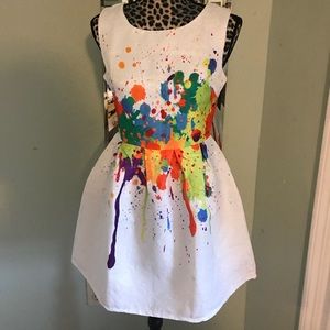 Spatter paint cocktail dress. NWOT size 6